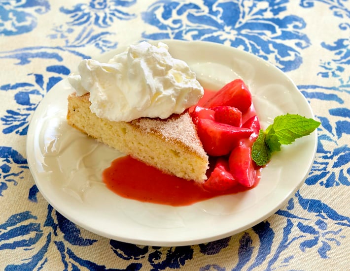 recipe: olive oil spice cake with strawberry sauce